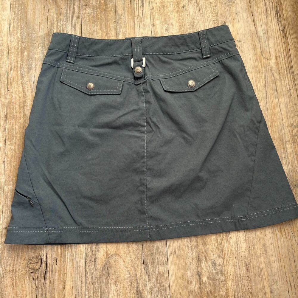 Athleta Size 6 Small Mini Cargo Skort Skirt Pockets Gray Blue Nylon Stretch